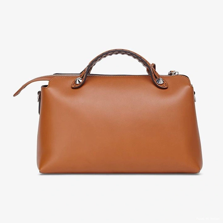 Affordable HOT Leather Boston Fendi Medium Bag Logo Calf In The Brown Way By ROMA 0708